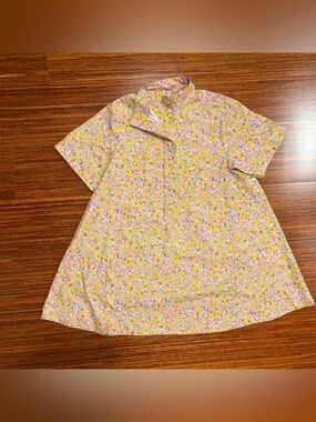 Maeve Anthropologie Jeannie A-Line Mini Dress pink yellow floral Small